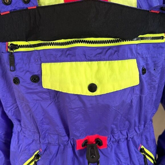Mountain Goat Colorblock 80s 90s Y2K Ski Snow Jacket 1/4 Zip Neon Retro Pullover - Picture 4 of 9